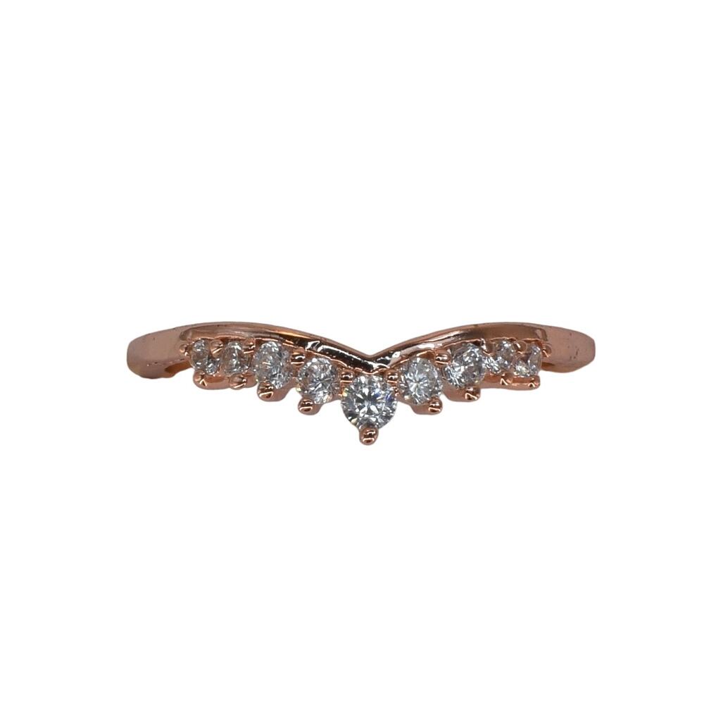 NWT Fragrant Jewels Cubic Zirconia Rose Gold-Plated Chevron Ring Size 7.25